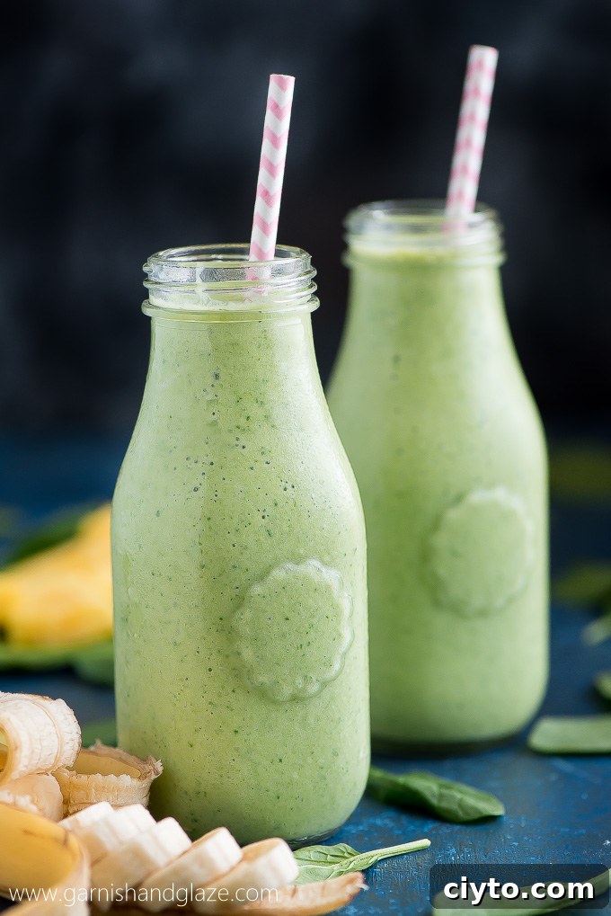 Creamy Pineapple Spinach Green Smoothie Recipe 2 Start your day off with a delicious, refreshing, and healthy PINEAPPLE SPINACH GREEN SMOOTHIE! Spinach never tasted so good!