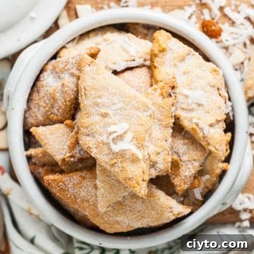 Close up view of coconut sprinkled over crackers.