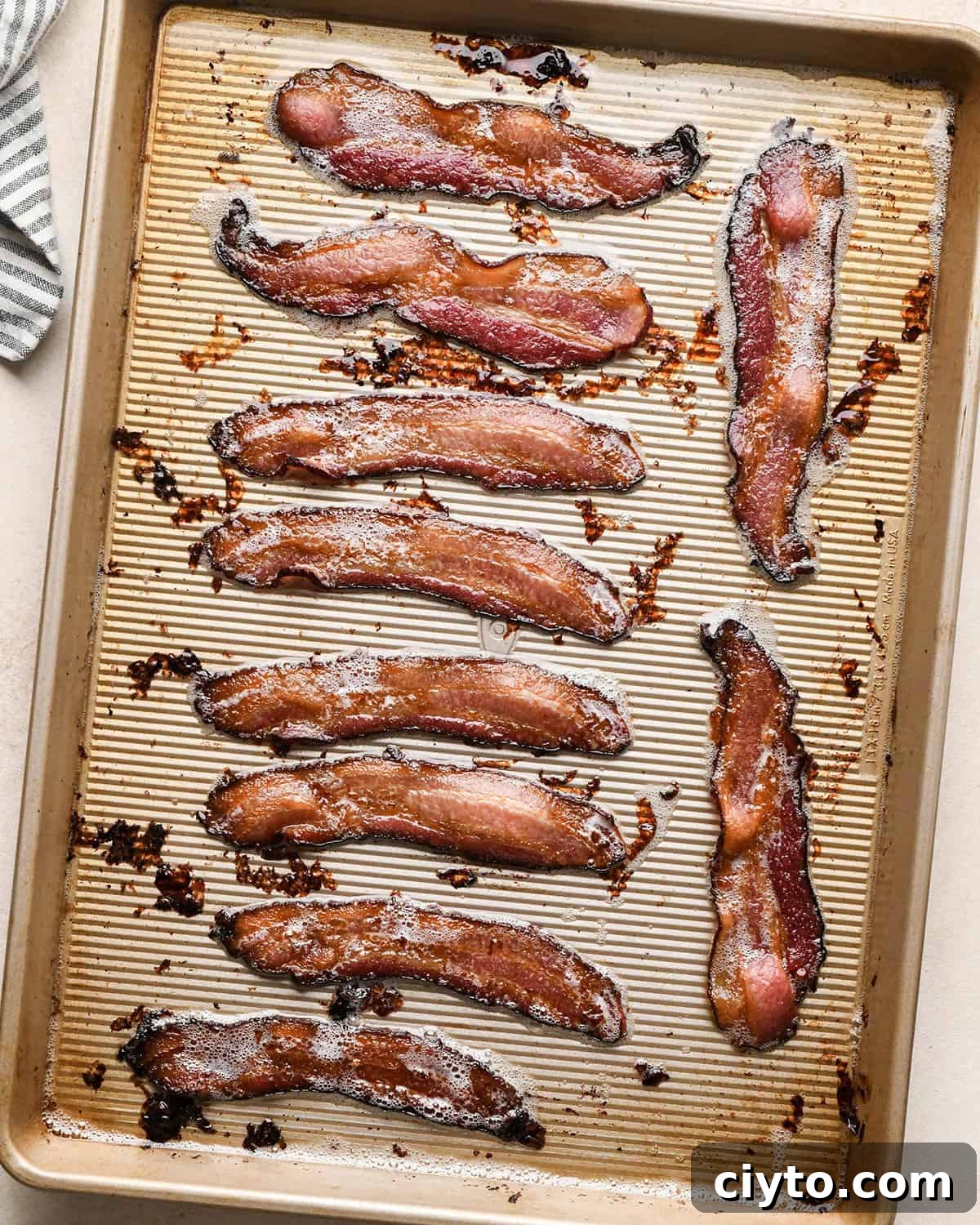 BLT Pasta Salad Recipe with Bacon, Tomato and Lettuce 10 cooked bacon on a baking sheet