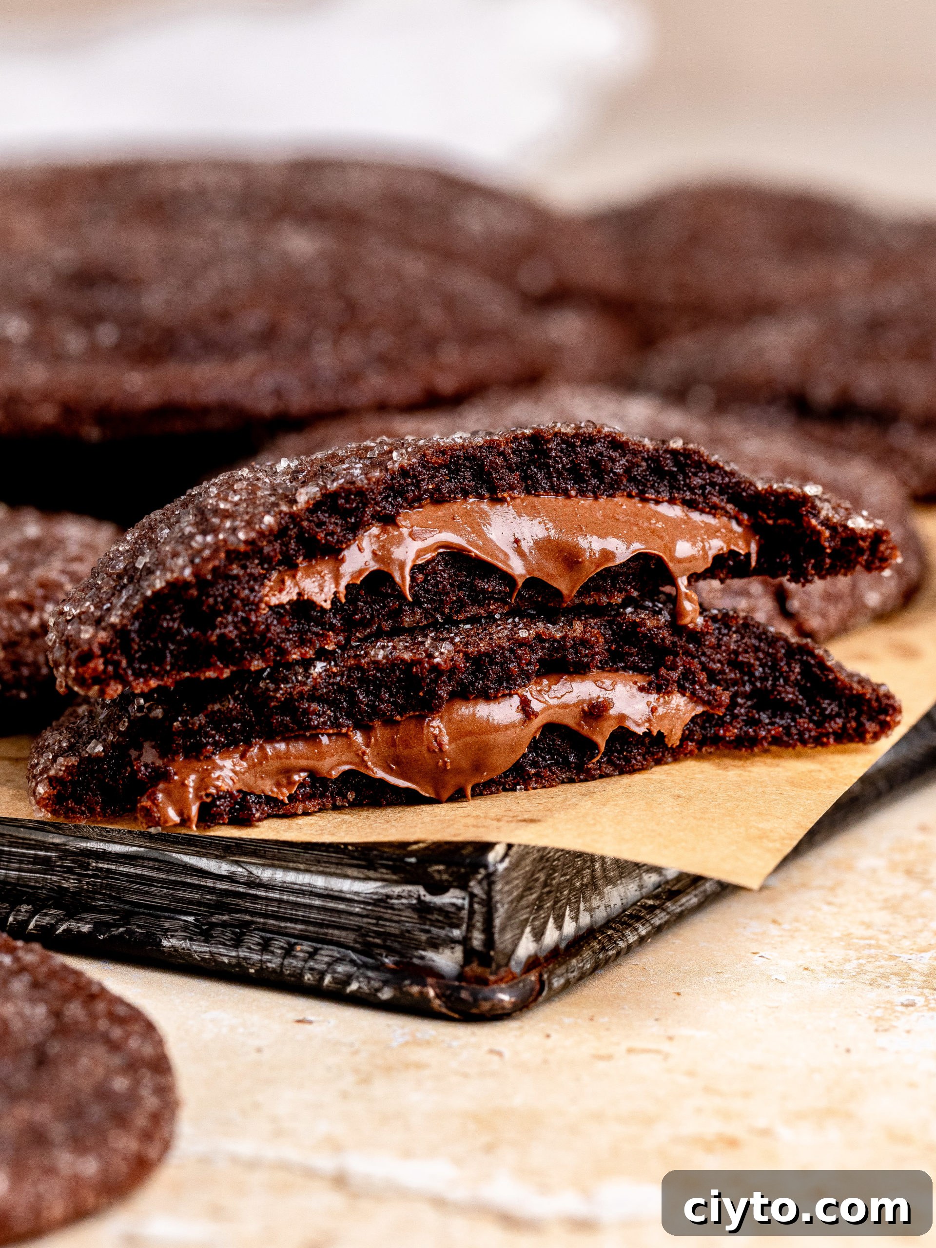 Nutella stuffed cookies on a plate