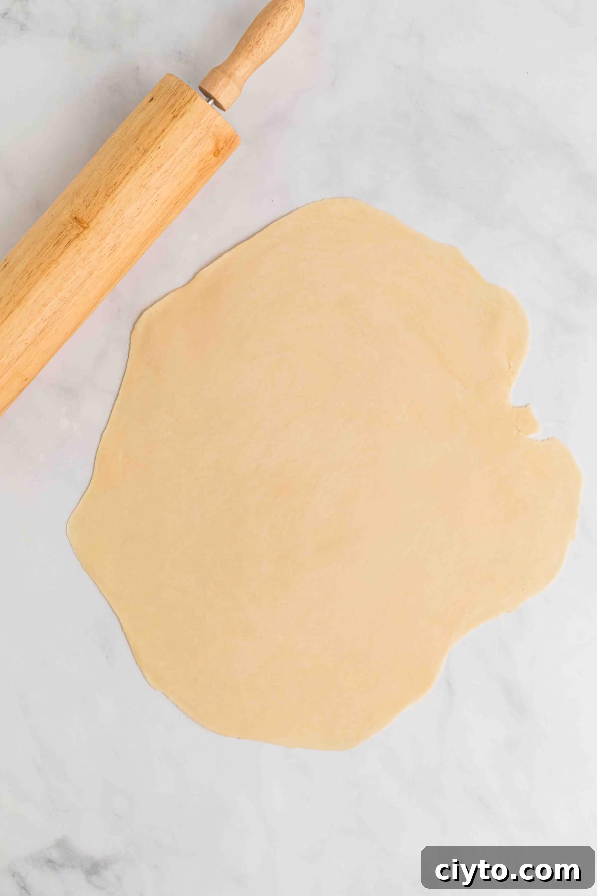 Pie dough rolled out flat